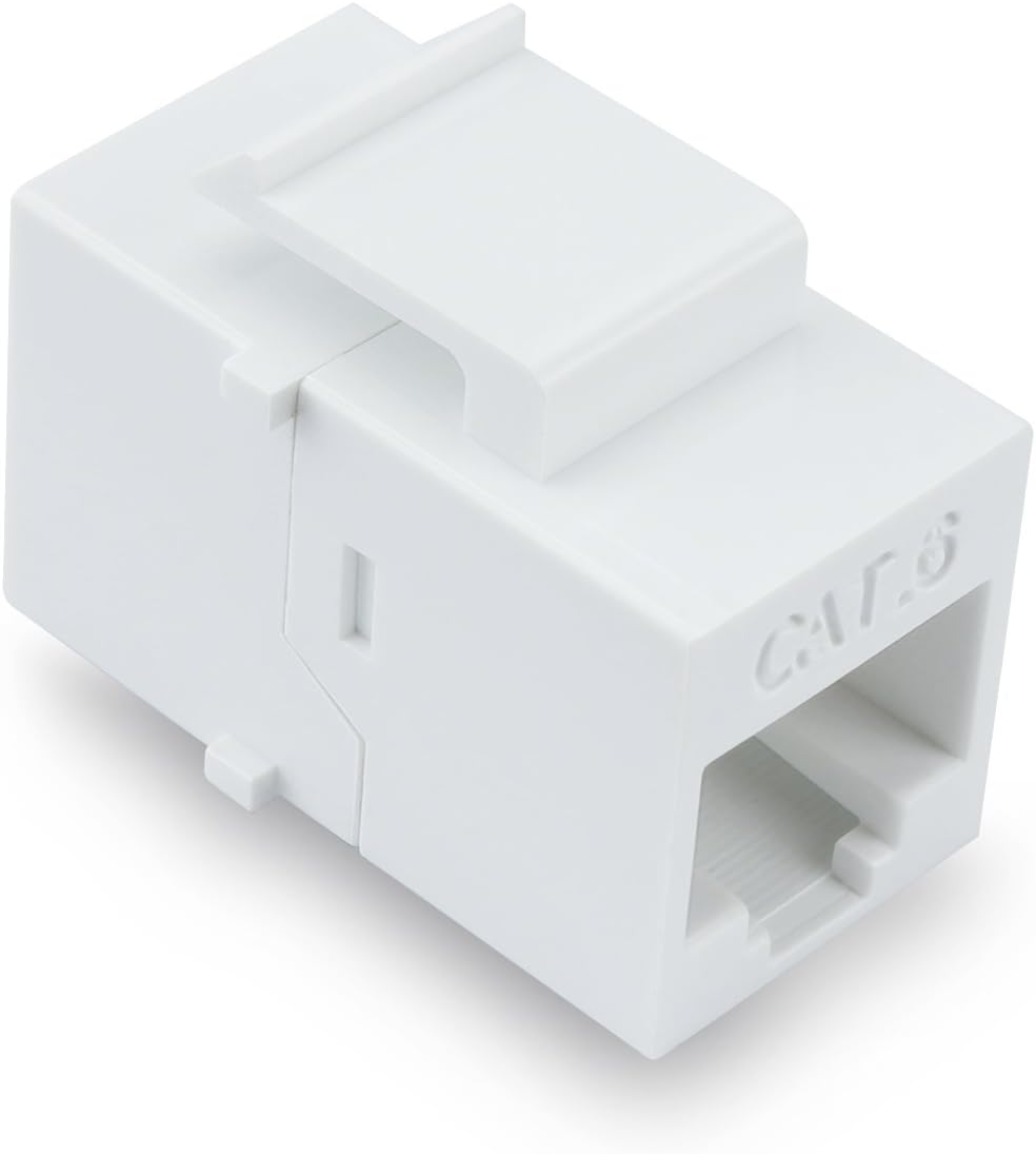 White Cat6 Keystone RJ45 Couplers 10 Pack U3998