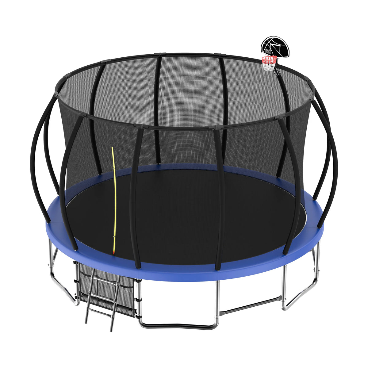 15FT Trampoline with Basketball Hoop, Blue, with Enclosure Net & Ladder C388678