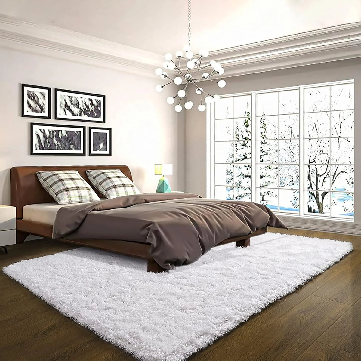 Cream Shaggy Area Rug, 5x8ft S697