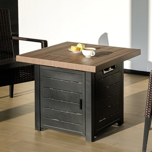 28 Inch Propane Fire Pit Table with Lid & Lava Rock, 50000 BTU V304473