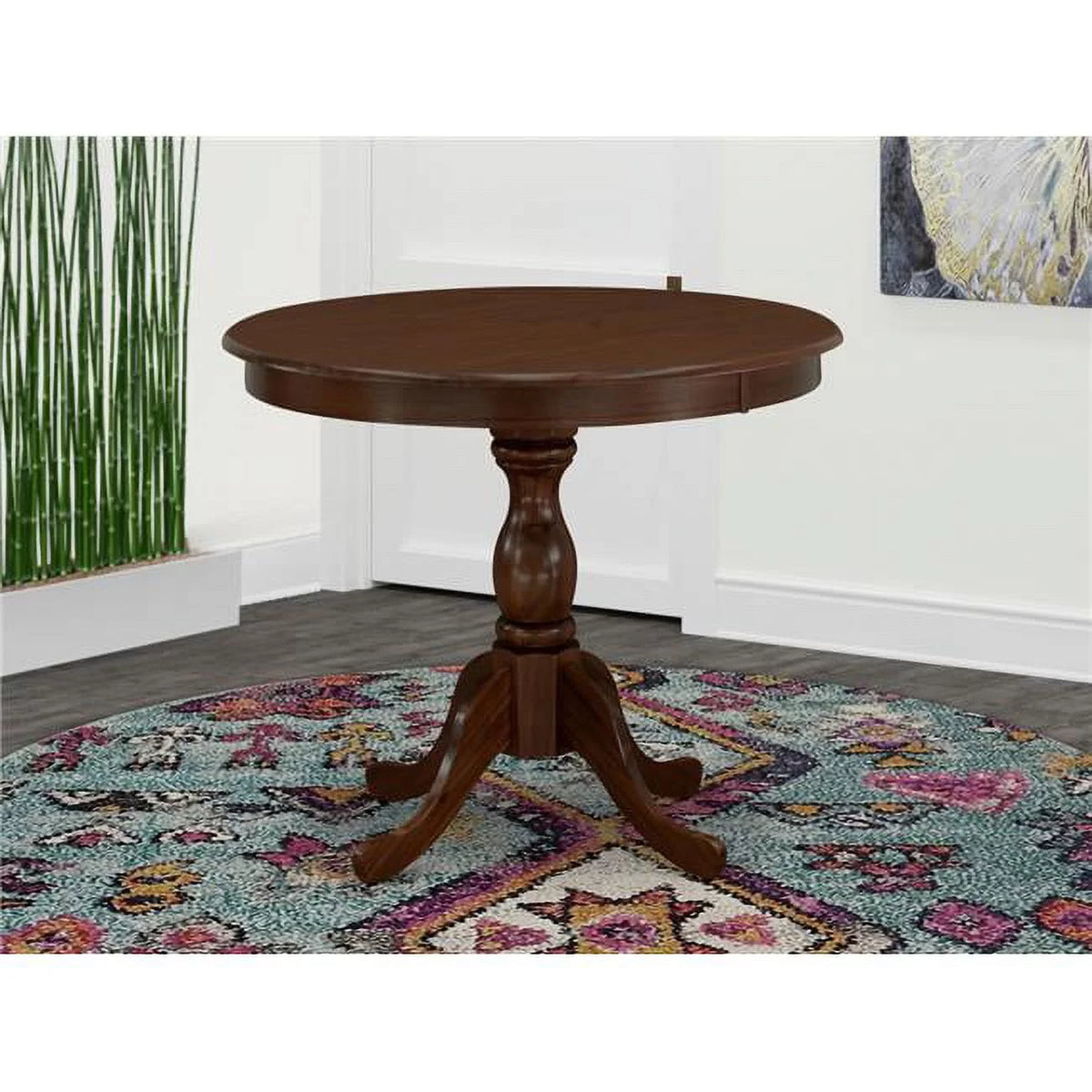 Antique Round Wood Table with Mahogany Top S5460