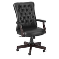 High Back Tufted Office Chair with Arms in Black Leather J66732