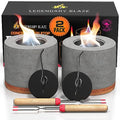 2 Pack Concrete Tabletop Fire Pit with Bamboo Base V81882