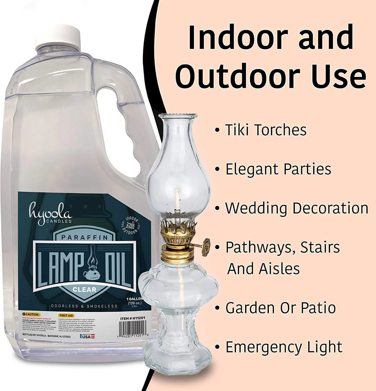 Clean Smokeless Liquid Paraffin Lamp Oil, Clear, 1 Gallon P943