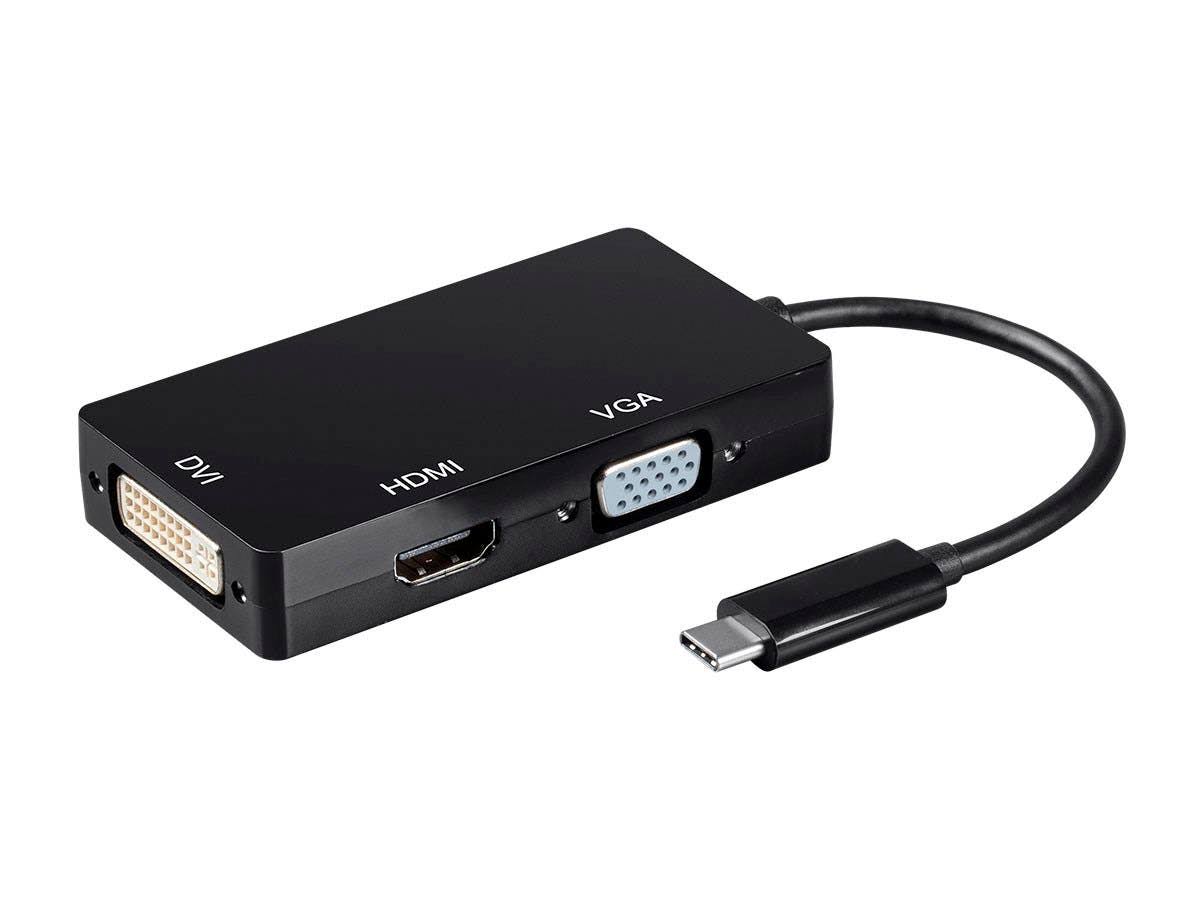 USB Type-C to 4K HDMI DVI and VGA Adapter Black K402