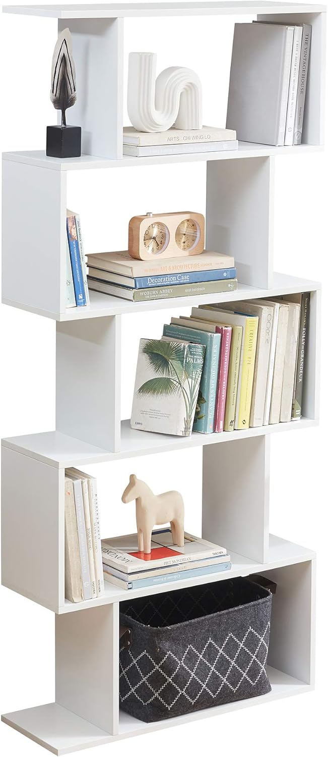 White 5-Tier Wood Bookcase N904353