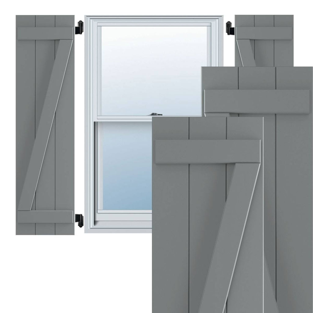16 1/8x22W x 39x22H PVC Board-n-Batten Shutters with Z-Bar D901984