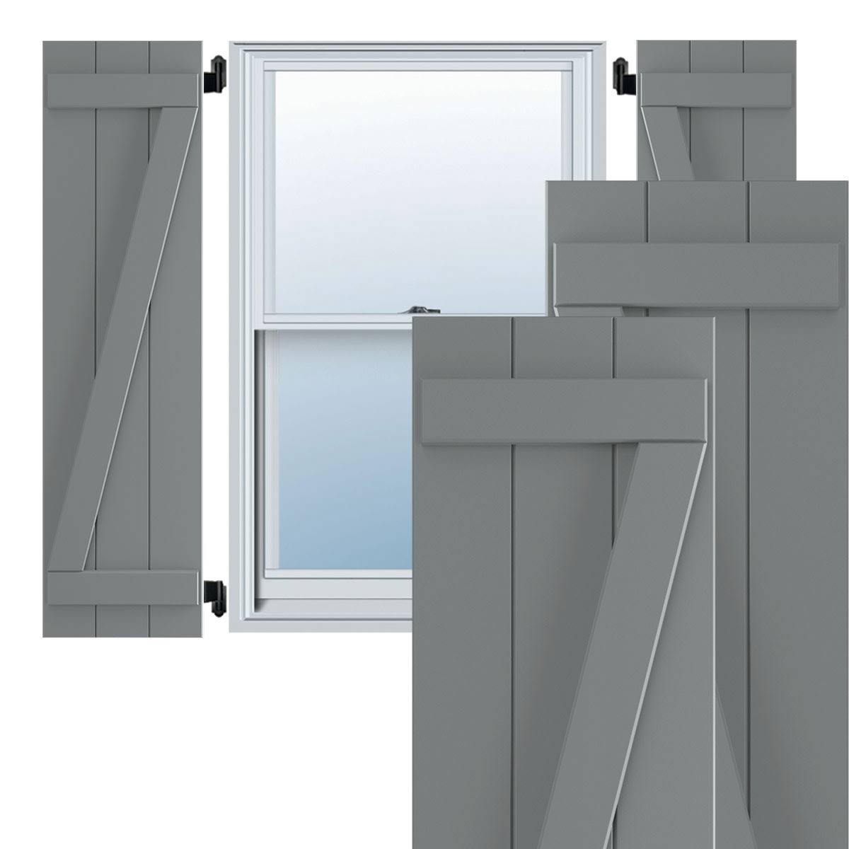 16 1/8x22W x 39x22H PVC Board-n-Batten Shutters with Z-Bar D901984