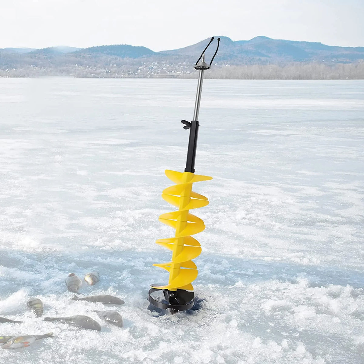 Ice Drill Auger, Cordless Nylon Ice Drill Bit with Centering Blade, 8" Ice Drill Bit with Bit Adapter and Top Plate O12001