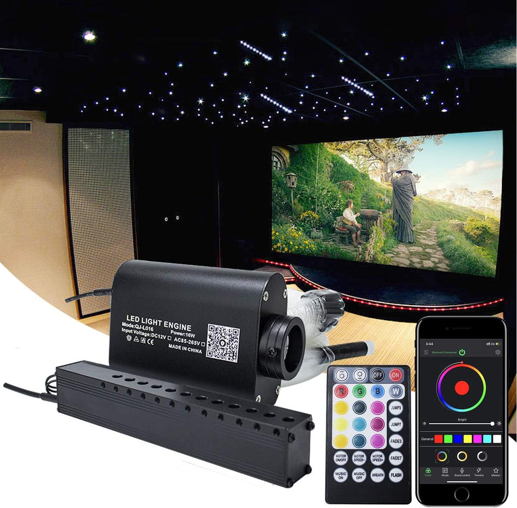 16W Fiber Optic Lights Starlight Headliner Light Kit with Remote Control, 150pcs 6.5ft Optical Fiber Cable Strands S8508