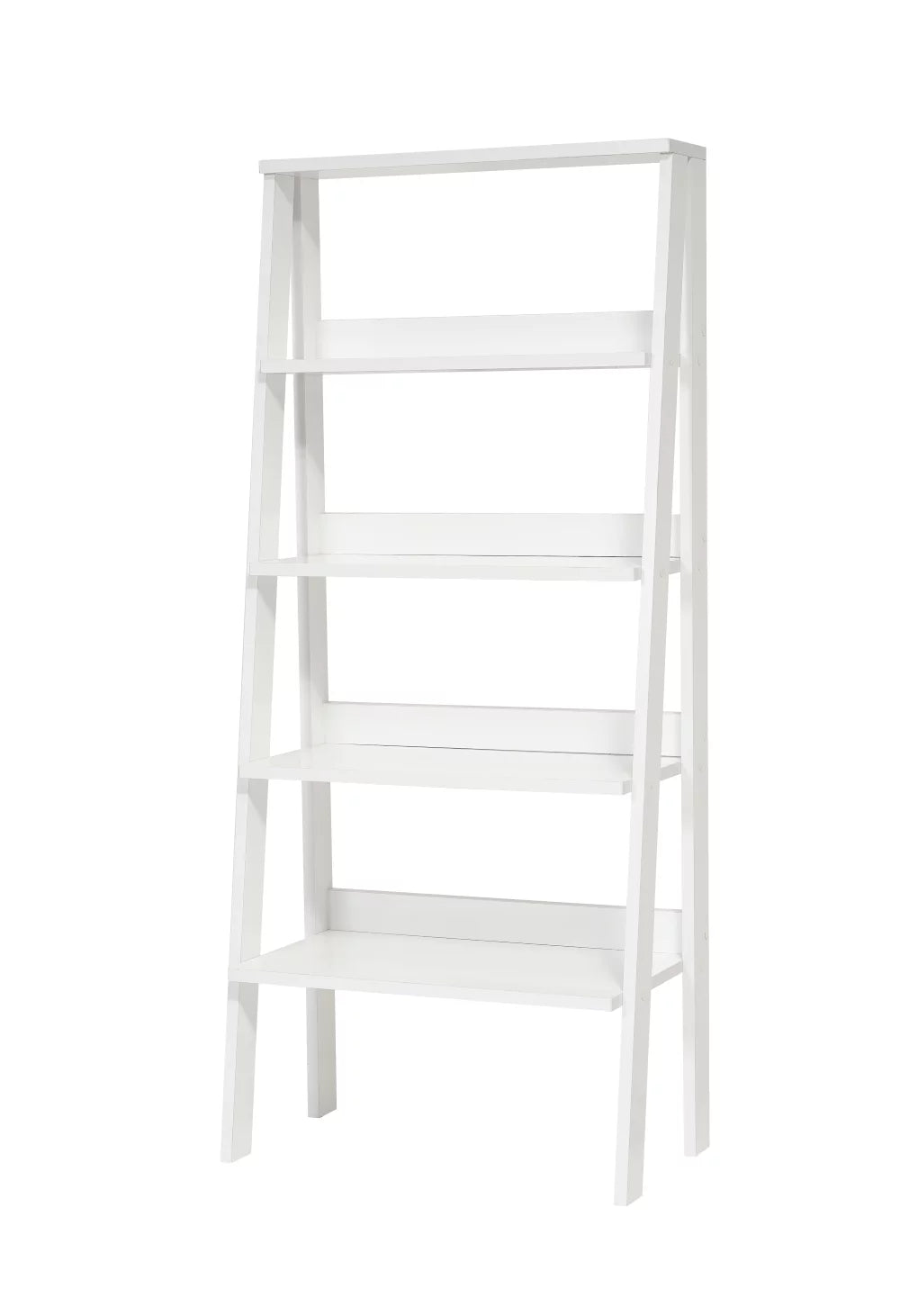 White 5 Tier Wood Ladder Bookshelf F500