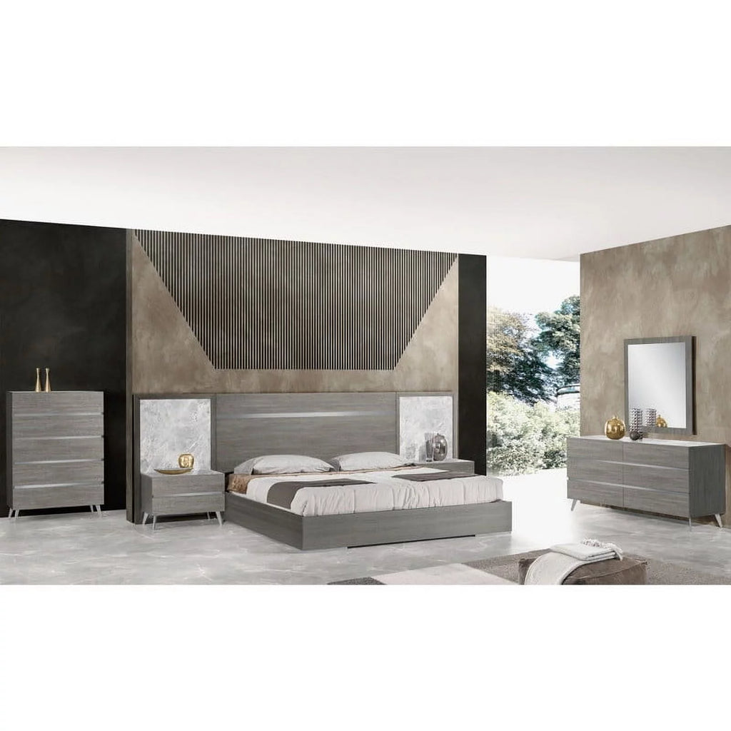 King Size 3-Piece Bedroom Set, Light Grey Oak Veneer K169660