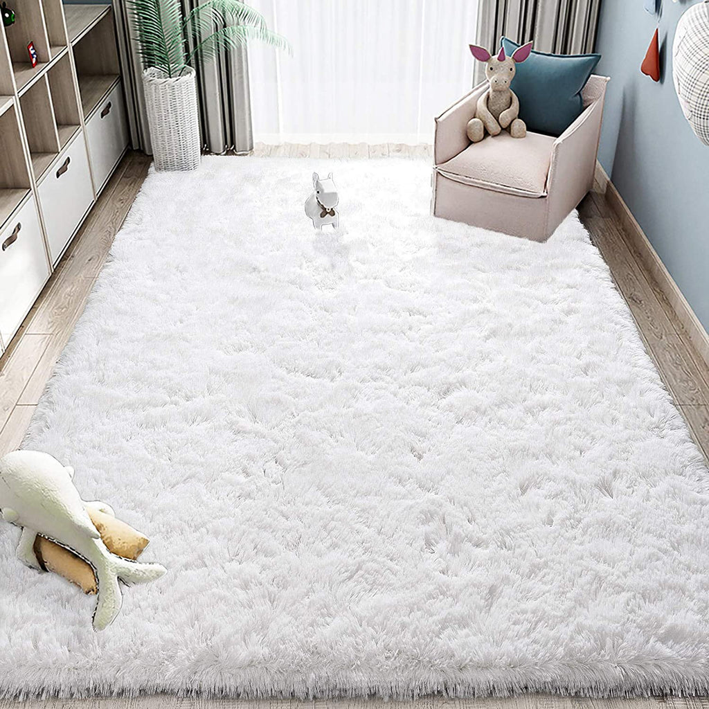 Cream Shaggy Area Rug, 5x8ft S697