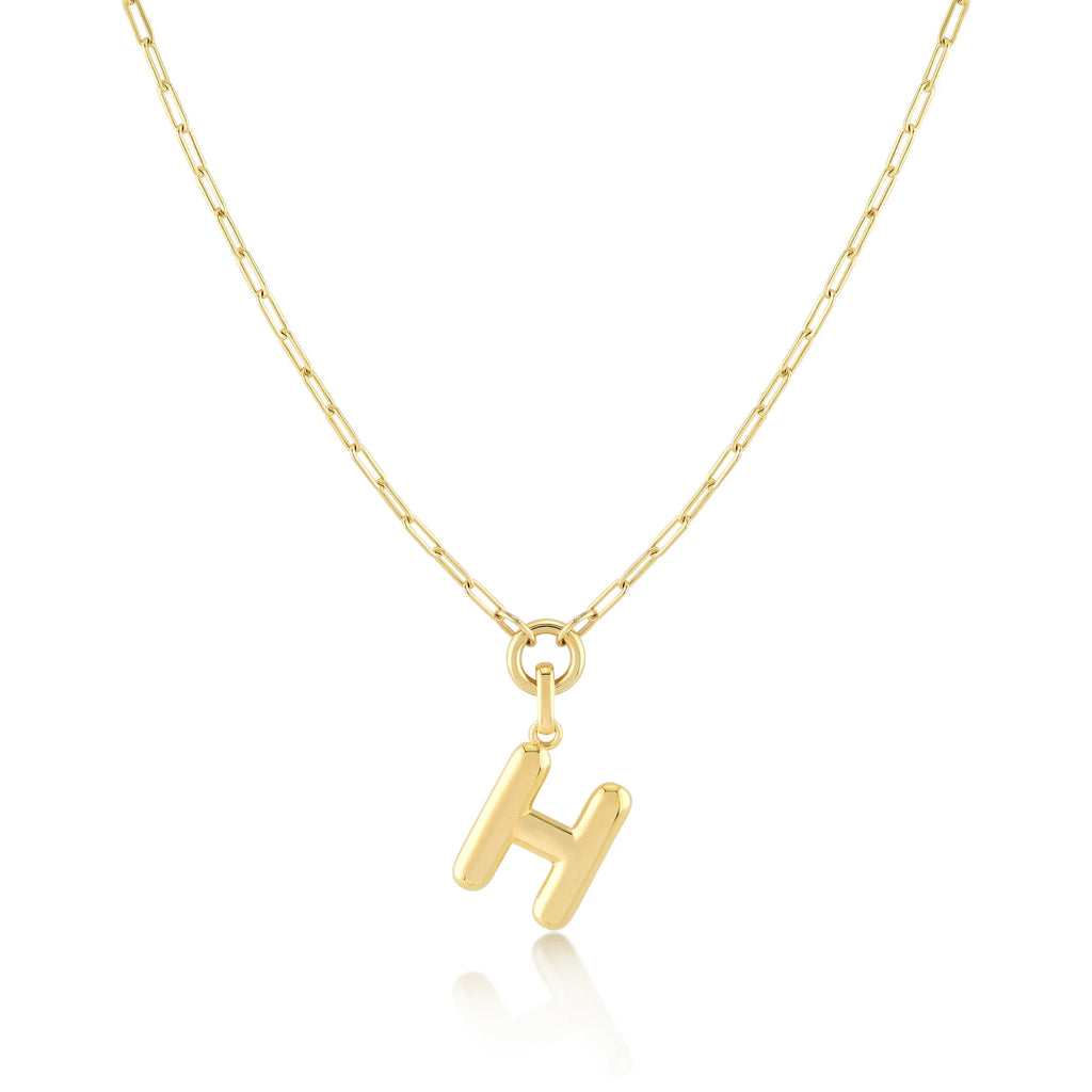 Gold-Filled Initial Necklace with A-Z Pendant Paperclip Chain Q560