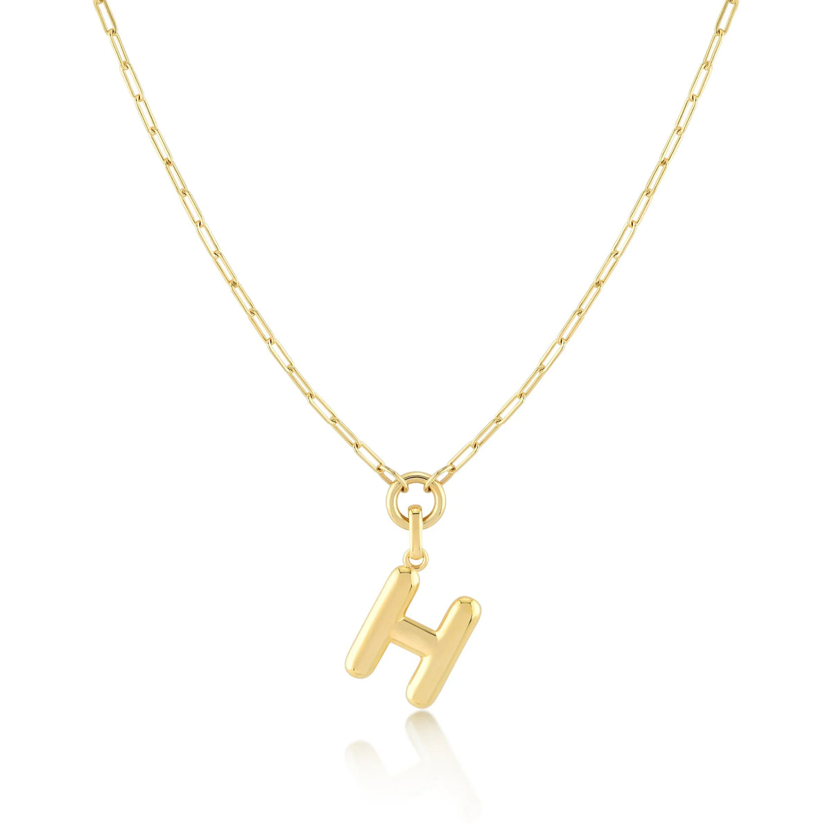 Gold-Filled Initial Necklace with A-Z Pendant Paperclip Chain Q560
