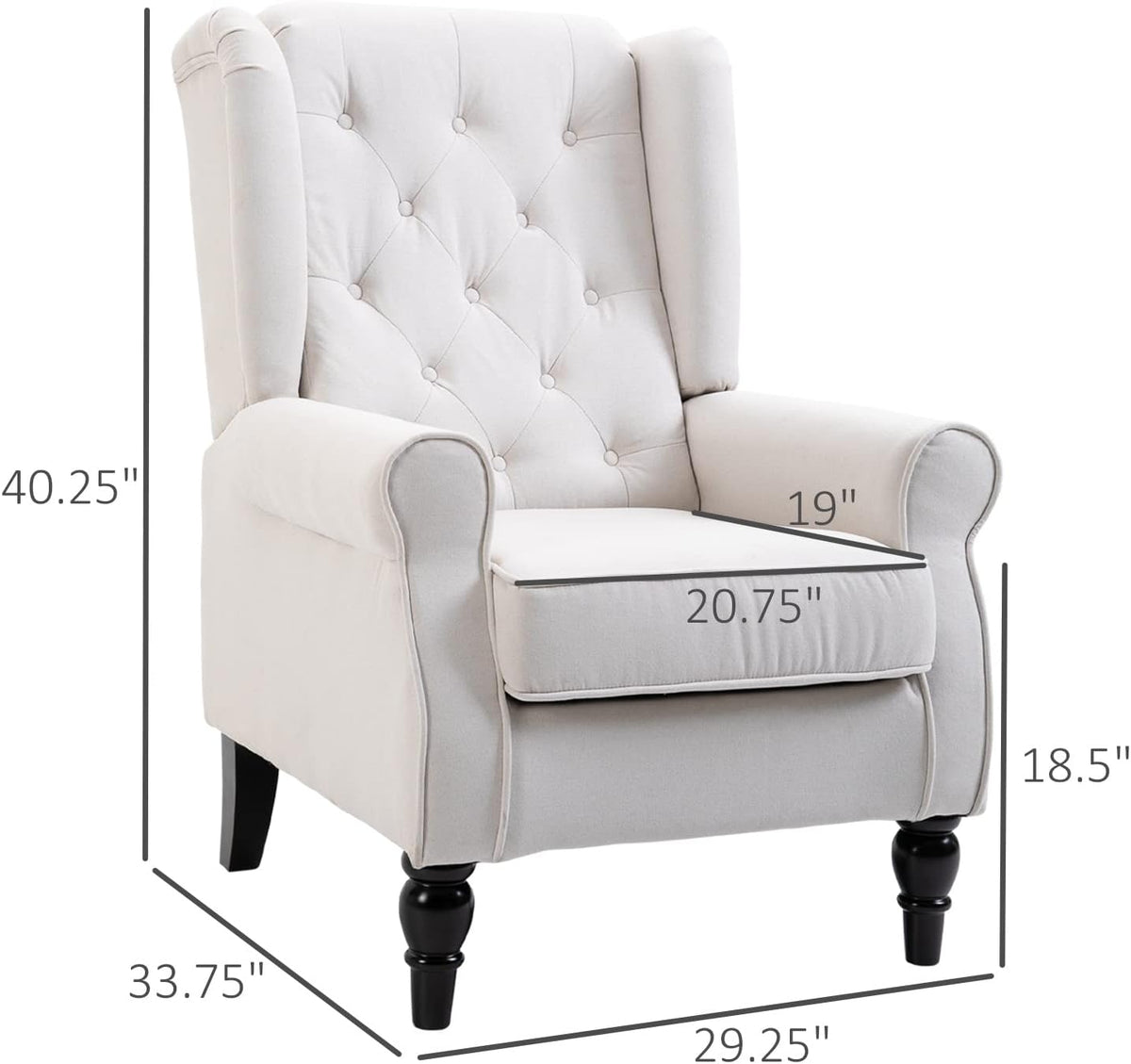 Cream White Button-Tufted Accent Chair Set of 2 O7522