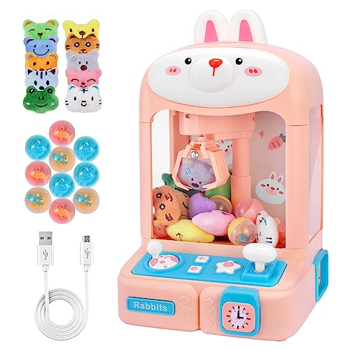 Claw Machine with Plush Toys Adjustable Sounds and Music Pink S5318