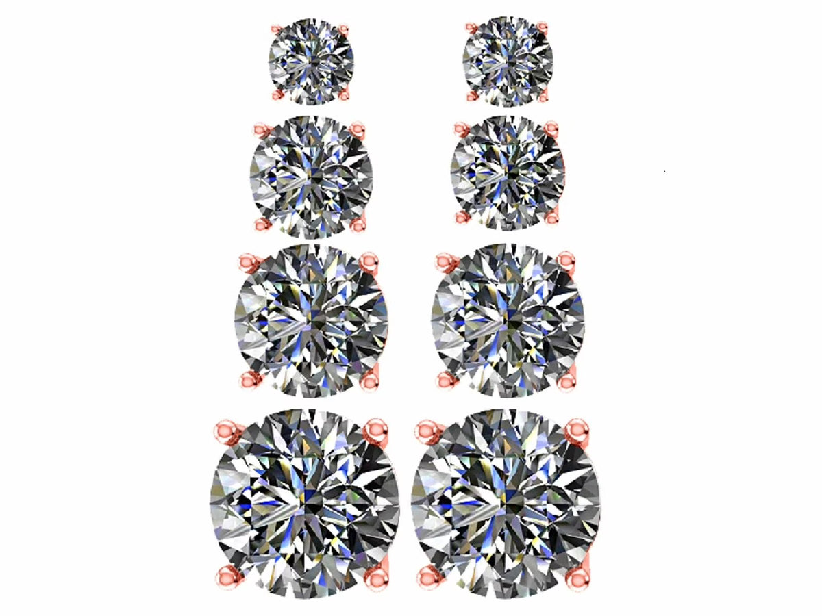 Set of 4 Pairs Stud Earrings Sterling Silver Rose Gold Plated M48103