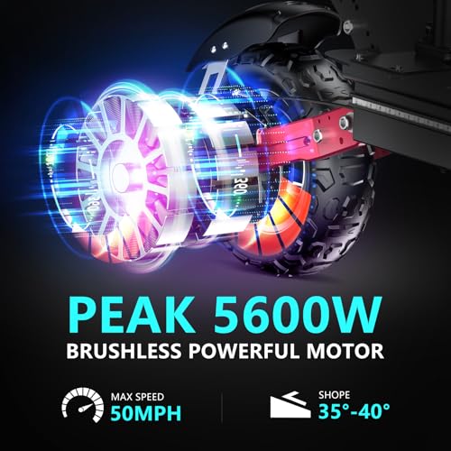 Electric Scooter 5600W Dual Motor 50MPH 45Miles 11" Off Road Tires Folding U99683