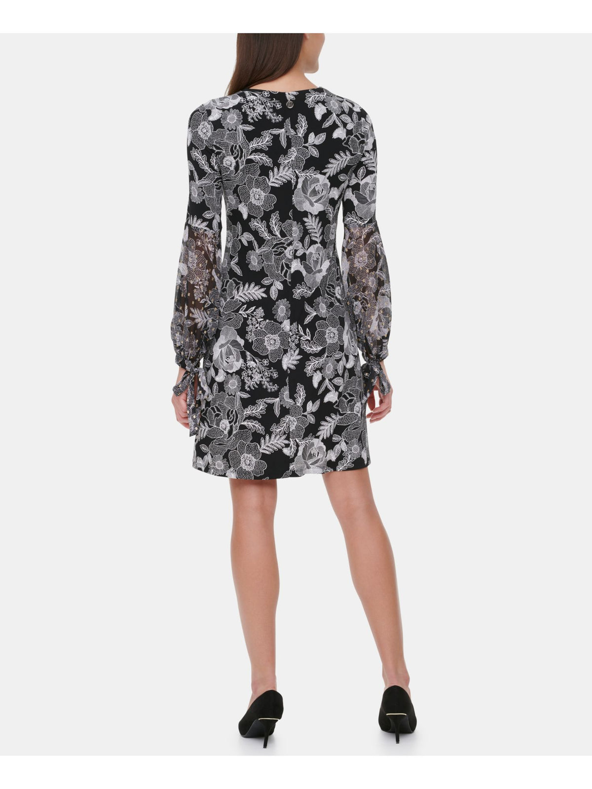 Black Floral Shift Dress Petites 2P S3243