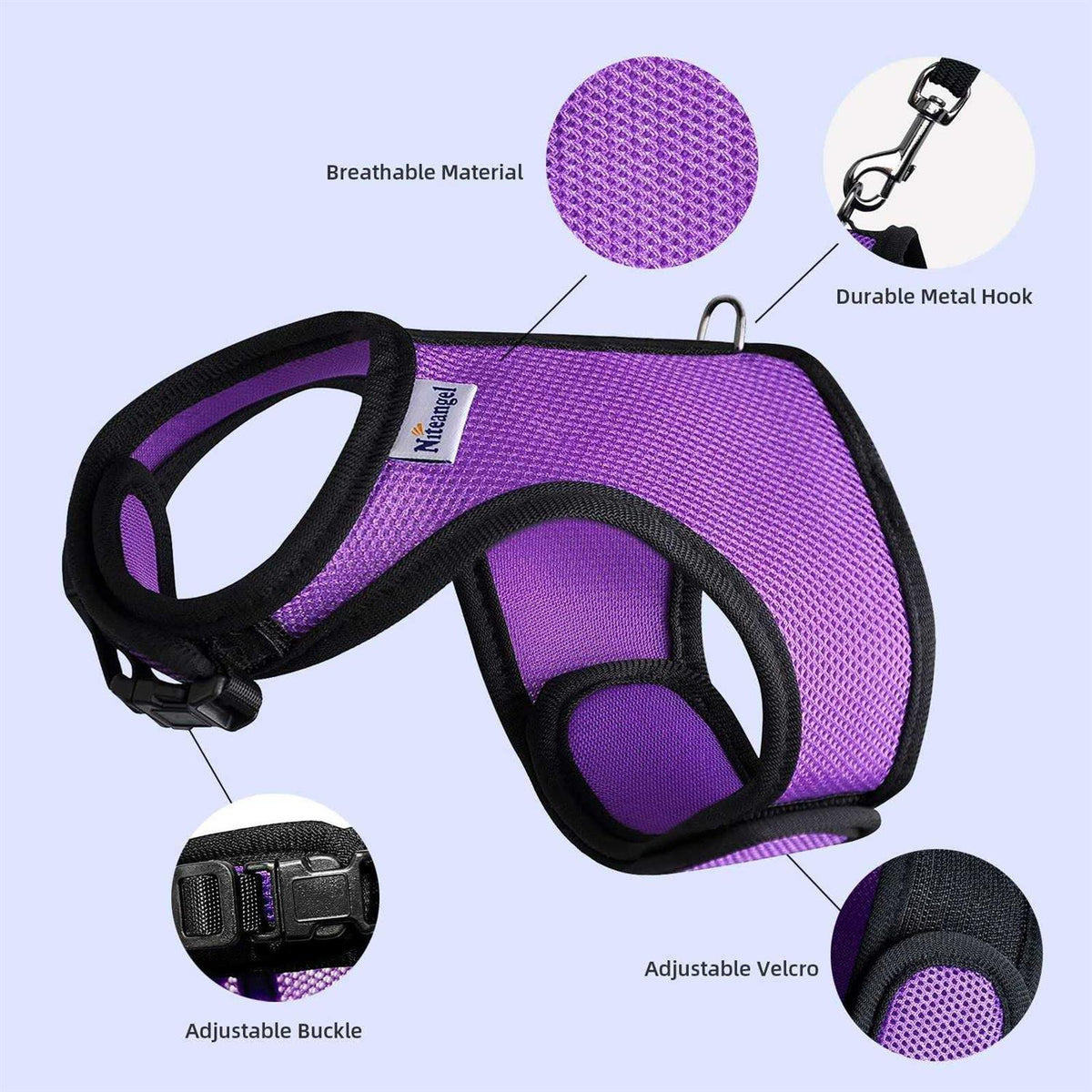 Adjustable Soft Harness with Elastic Leash for Rabbits D3252