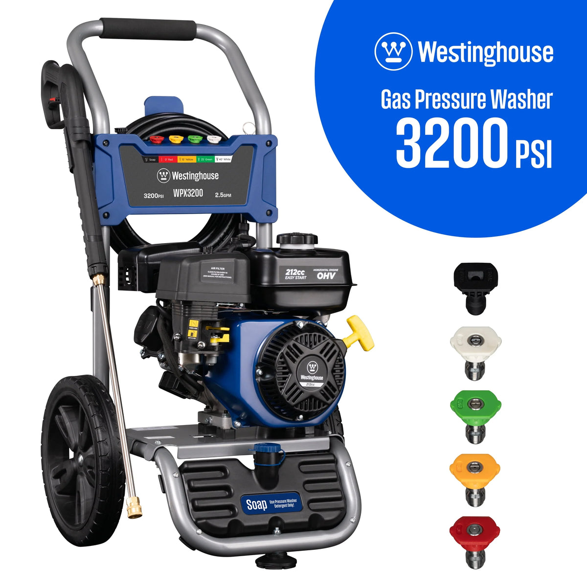 3200-PSI 2.5-GPM Gas Pressure Washer with 5 Nozzles J990