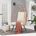 Wicker Egg Chair with Beige Cushion T812202