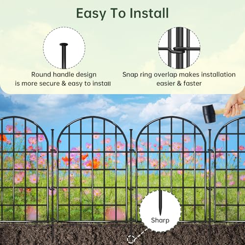 32.5 ft x 22 in 30 Panels Arched No Dig Metal Garden Fence C79626