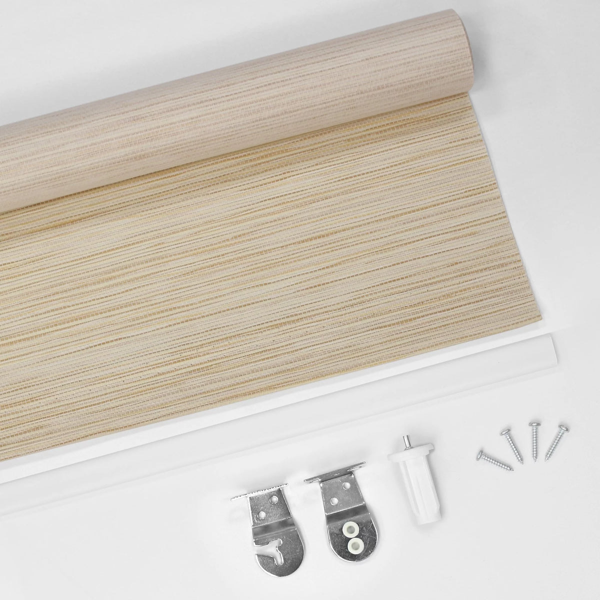 Beige Cordless Light Filtering Fabric Roller Window Shades P8842