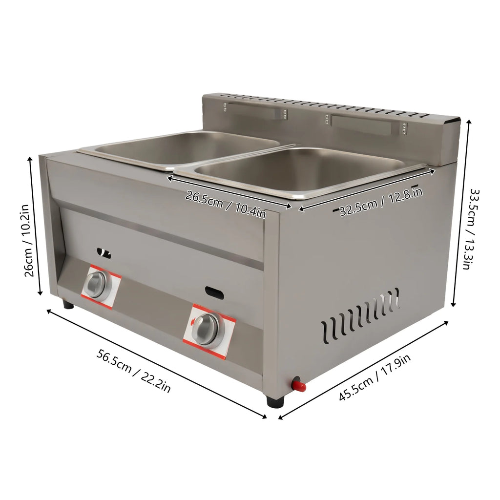 2 Burner Stainless Steel Gas Deep Fryer 12L Z9495