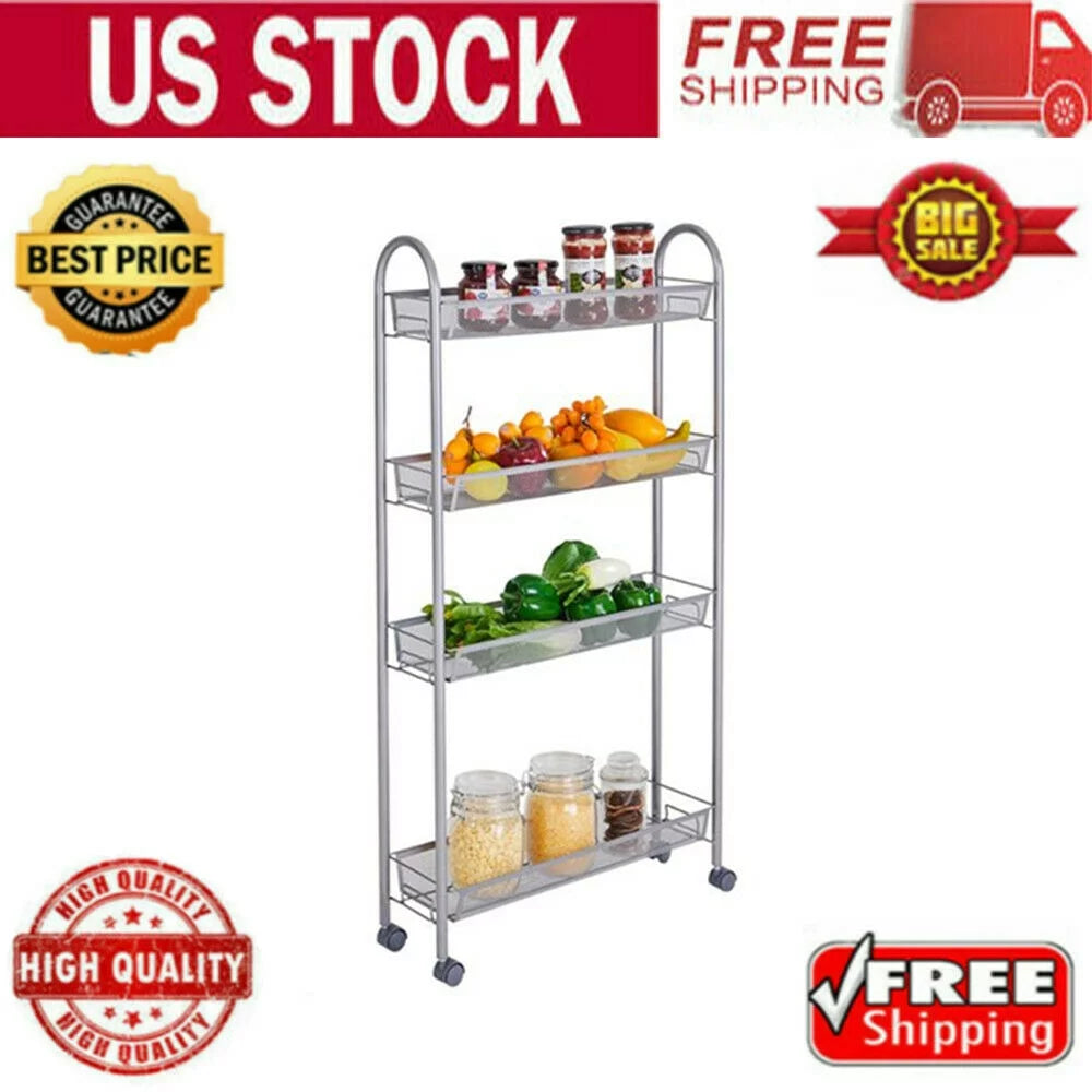 4 Tier Slim Rolling Storage Cart M629