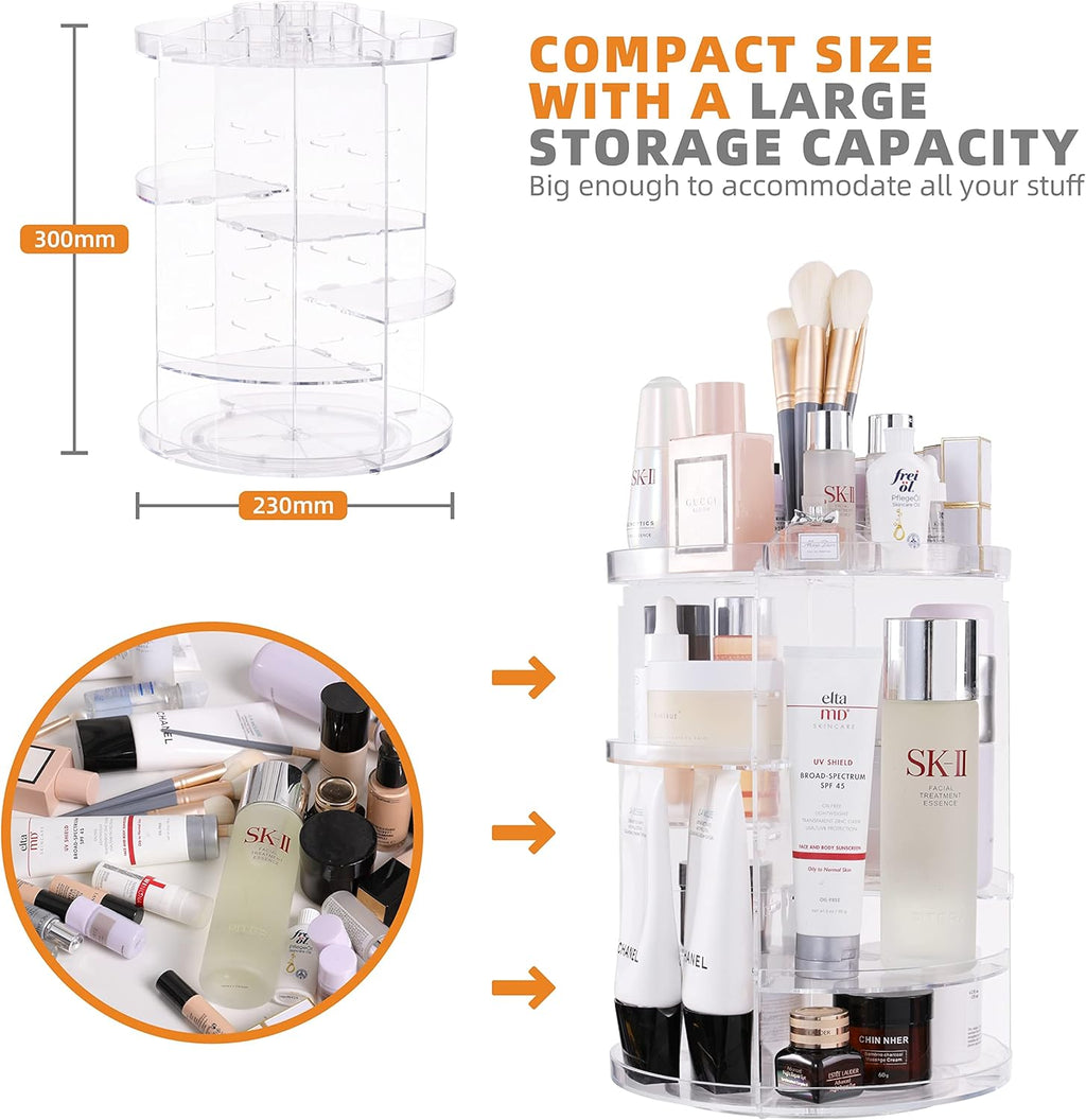 Clear Transparent 8 Layers Spinning Makeup Organizer O817579