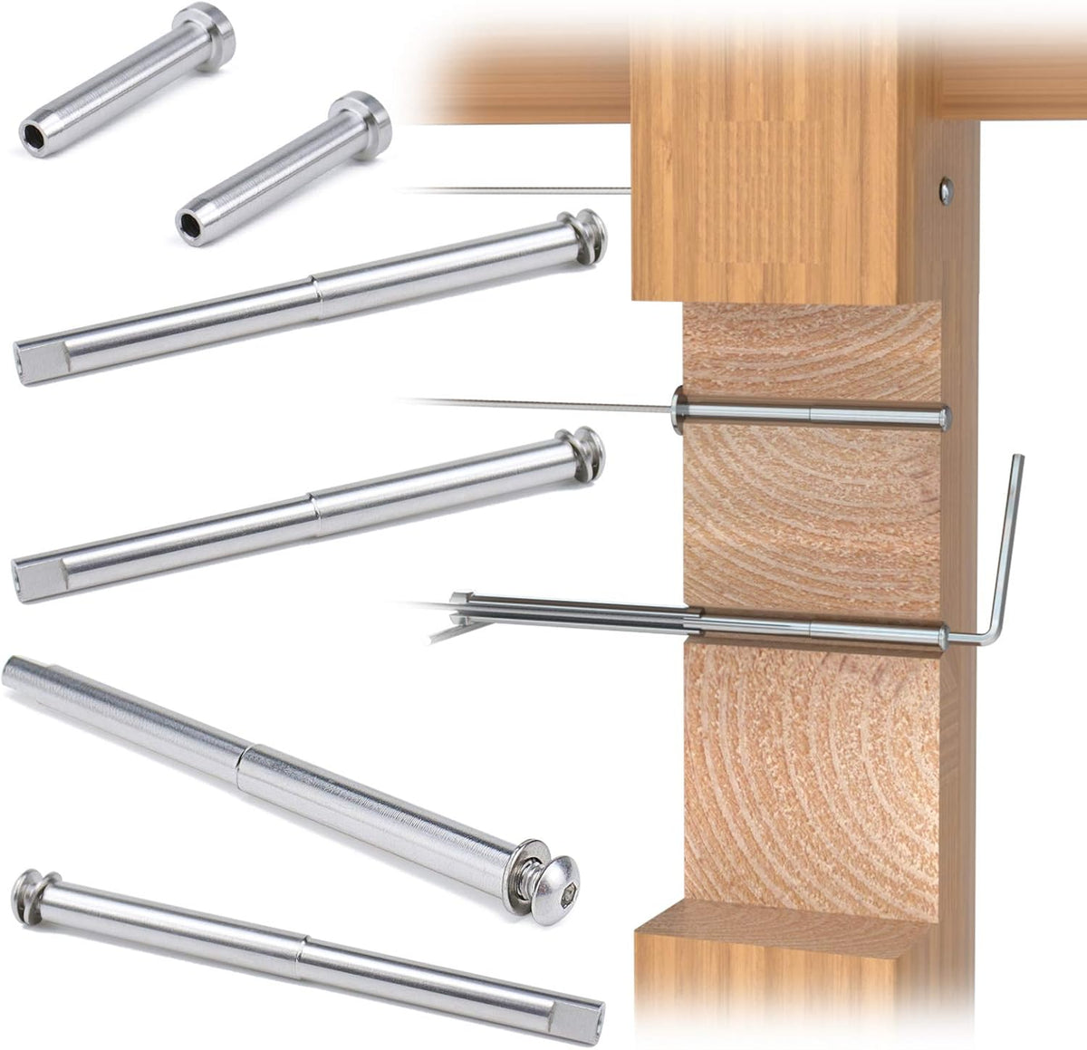 1/8 Cable Railing Kit Tensioner Fitting Swage Threaded Stud and Stemball Swage Combination Pack G3205
