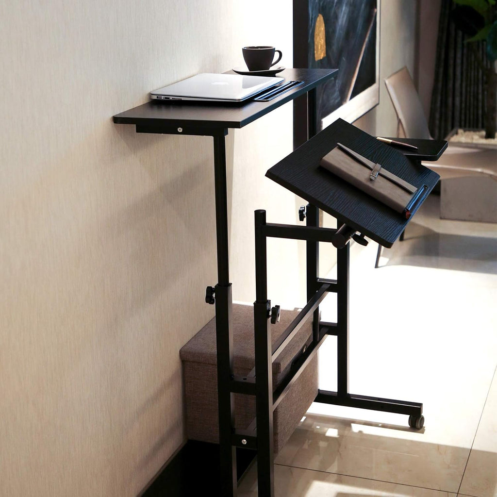 Black Portable Standing Desk with Wheels Q329505