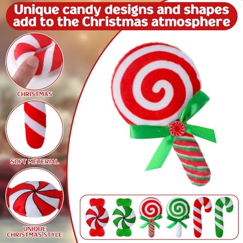 6 Pcs Catnip Cat Toys Peppermint Candy Cane Cat Chew Toy Soft Interactive Kitten Teething Toys Cat Pillow E54823