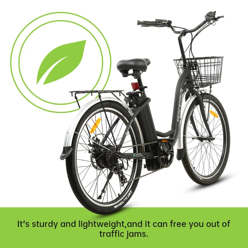 350 W 26" Step Through Electric Bicycle with Basket C3541