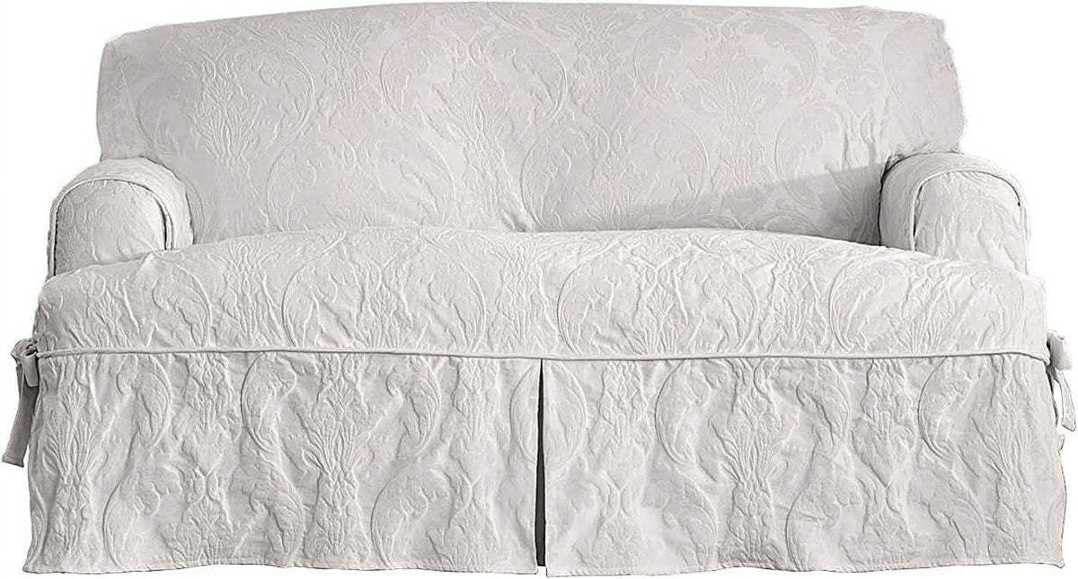 White T-Cushion Sofa Slipcover A928