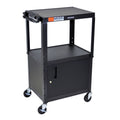 Black Steel A/V Utility Cart with Cabinet V218862