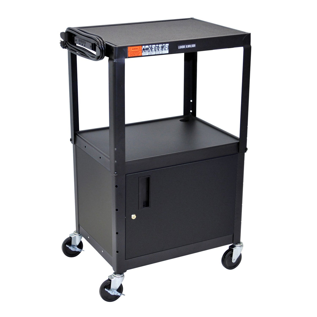 Black Steel A/V Utility Cart with Cabinet V218862