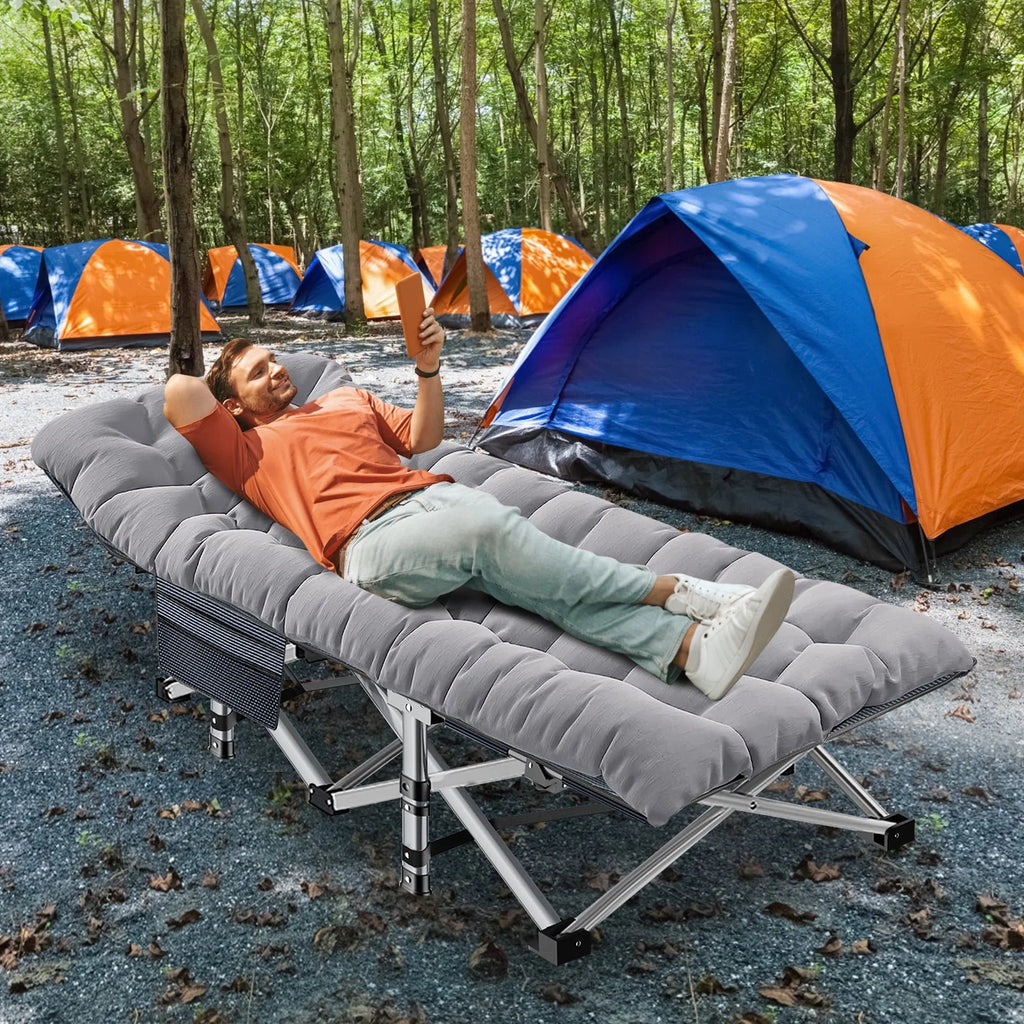 Oversized XXL Folding Camping Cot with 2 Sided Mattress & Carry Bag U1846