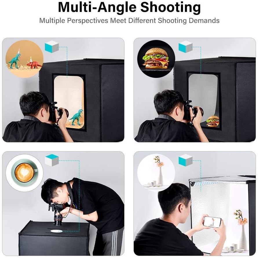 Portable Foldable 32 x 32 Inch Photo Studio Light Box with LED Lights and 3 Color Backdrops G4828