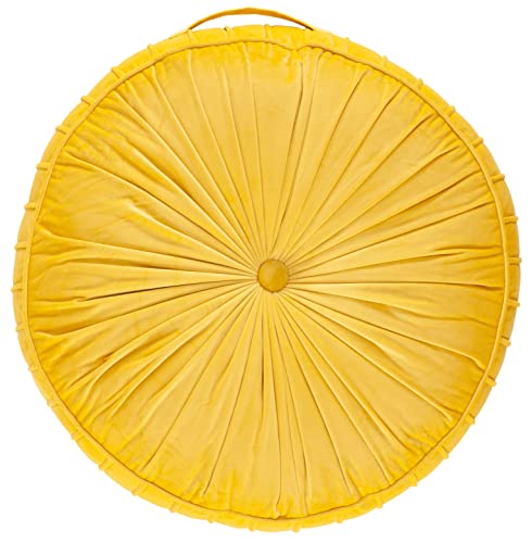 Mustard Yellow Velvet Round Floor Pillow D634
