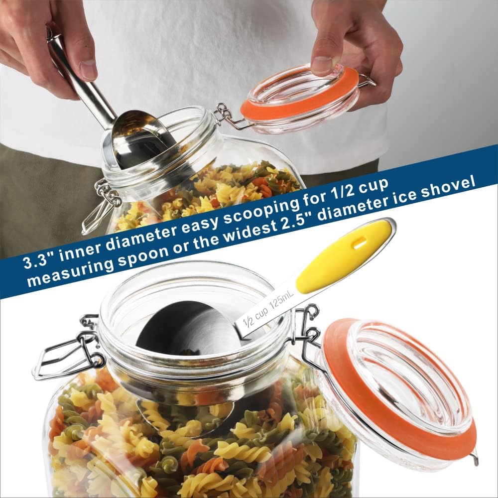 2 Pack 1 Gallon Square Glass Storage Jars with Airtight Lids I67694