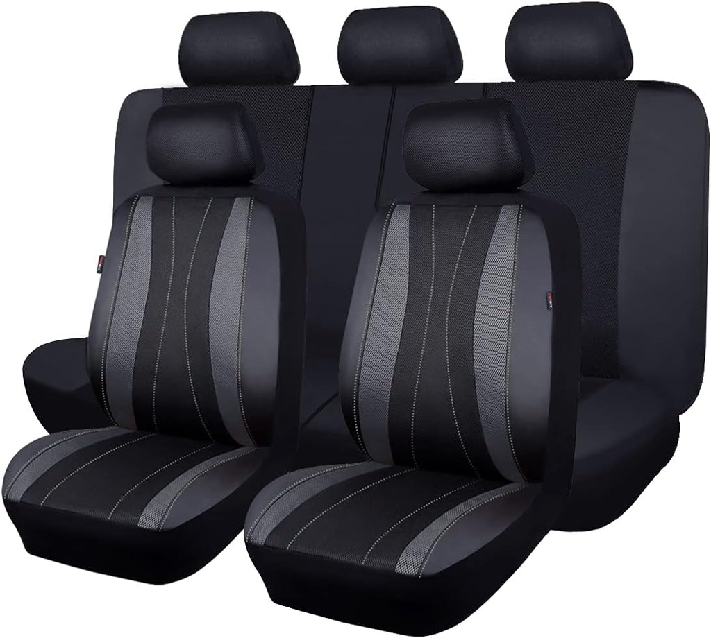 Faux Leather Mesh Car Seat Covers Full Set Q80752