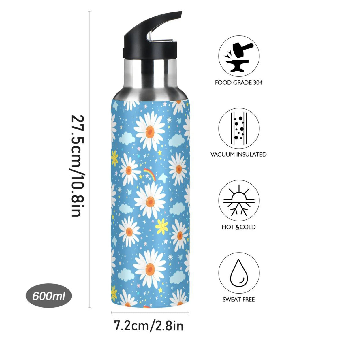 Insulated Stainless Steel Water Bottle with Straw Lid 20 oz Z6518