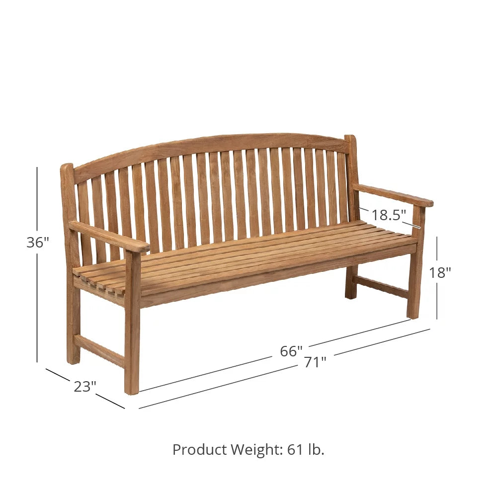 Grade A Teak 71in Bow-Back Bench W5841