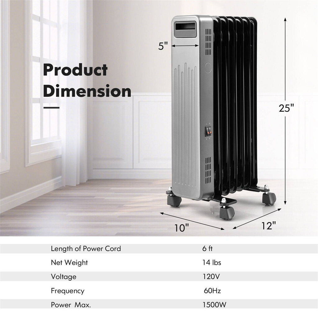 1500W Portable Oil Filled Radiator Heater O24490