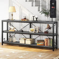 70.86'' Extra Long 3 Tiers Narrow Console Table with Outlet and USB N85565
