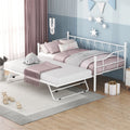 White Twin Size Metal Daybed with Adjustable Trundle O8349