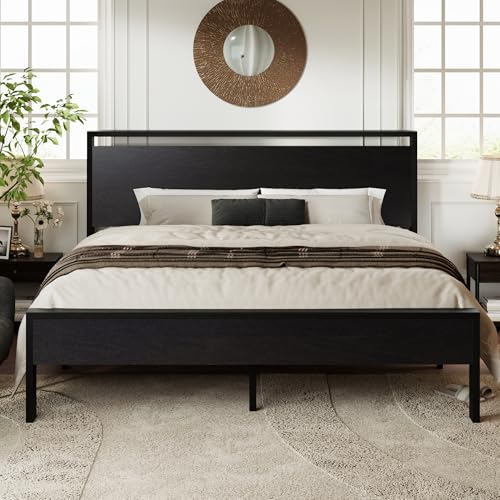 Full Size Platform Bed Frame with Wooden Headboard and Footboard I26690
